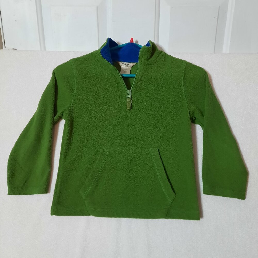 Y2K ARIZONA Classic Boys Fleece Quarter Zip Pullover Jacket Green Blue, Sz 5-6
